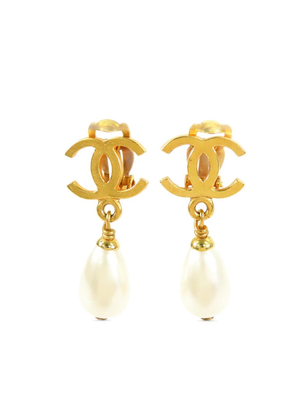 Chanel Cc Gold Plated Faux Pearl Dangle #278275C69B